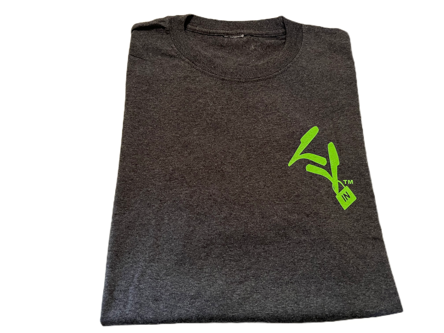 short sleeve lab life signature charcoal/neon green